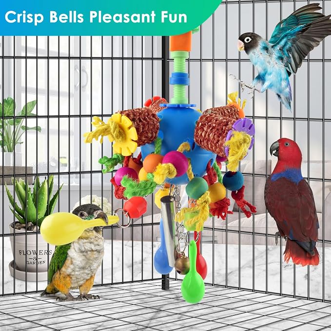 KATUMO Parrot Toys, Parakeet Foraging Shredder Hanging Toys Bird Ball Treats - Image 4