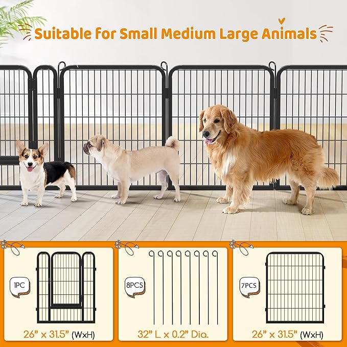 Yaheetech Dog Playpen Outdoor, 32 inch 24 Panels Dog Pen Indoor Heavy Duty - Image 4