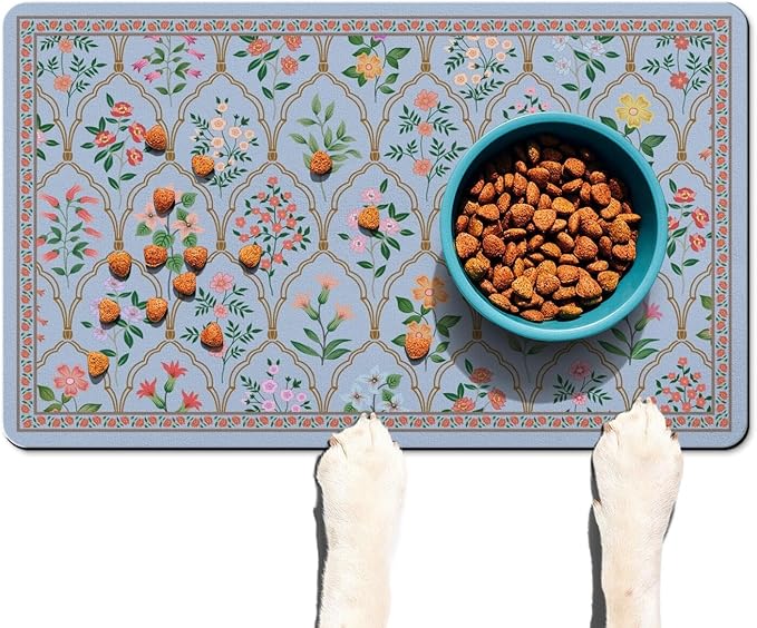 Absorbent Pet Dog Bowl Mat for Food and Water, Pet Cat Food Feeding Mat by Ideasonna