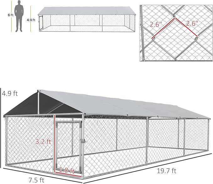 PawHut Outdoor Dog Kennel, Heavy Duty Dog Run Outdoor Fence - Image 7