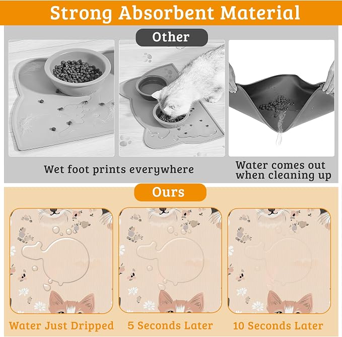 Pet Feeding Mat, Pet Photo Absorbent Dog Cat Food Mat Dog Mat - Image 3