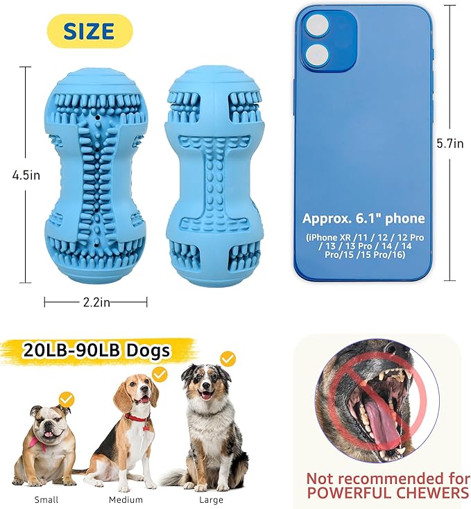 Durable Dog Chew Toy for Teeth Cleaning, Natural Rubber Dental Toy for Small - Image 6
