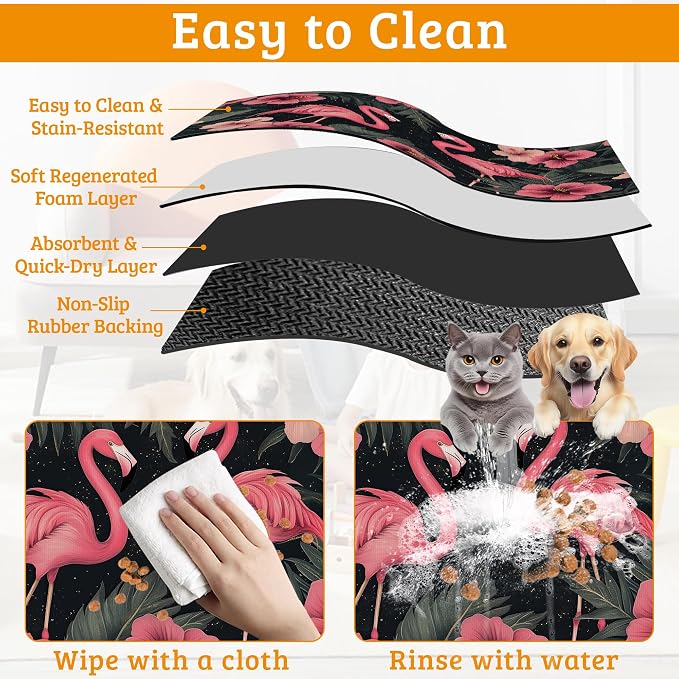 Pet Feeding Mat, Non-Slip Water Bowl Placemat, Pet Supplies 16" x 24" - Image 5