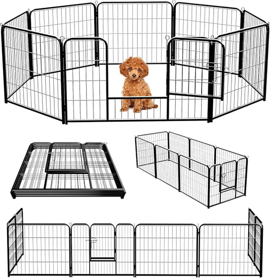NEWBULIG Dog Playpen 8 Panels 24" Height Foldable Heavy Duty Metal Dog Exercise by NEWBULIG