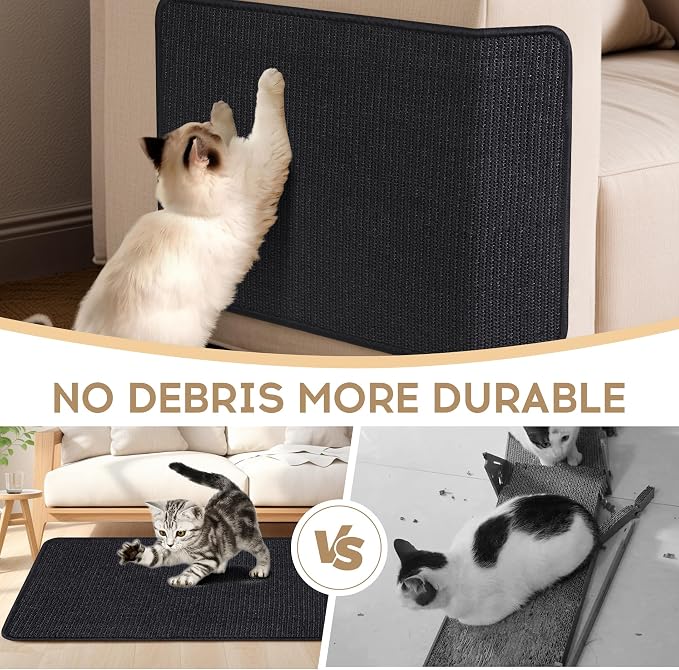 Black Cat Scratching Mat Sisal, 2 Packs Sisal Fabric Large Cat Scratching Pad - Image 5