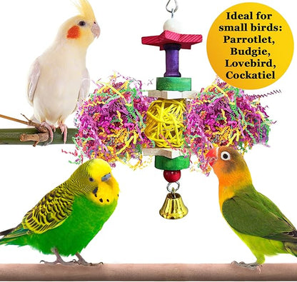 SunGrow Parakeet Toy, Brightly Colored Hanging Toy Made of Rattan, Wood and - Image 5