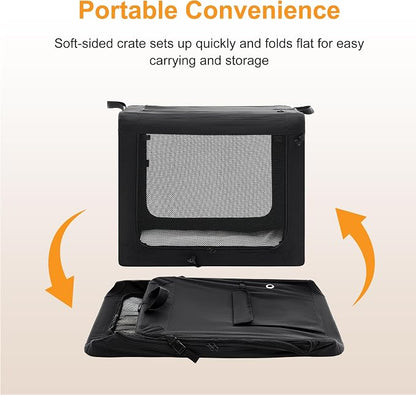 Dog Travel Crate 24 Inch, Portable Soft-Sided Travel Carriers - Image 4
