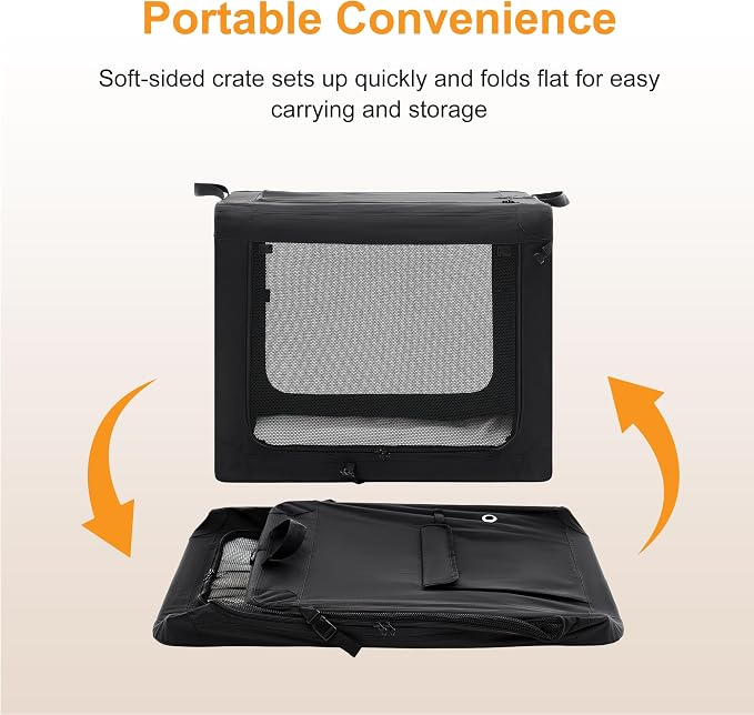 Dog Travel Crate 24 Inch, Portable Soft-Sided Travel Carriers - Image 4
