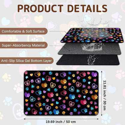 Dog Food Mat for Bowls, Absorbent Quick Dry Dog Cat Mats for Food and Water - Image 2
