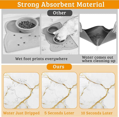 Abstract Marble Dog Food Mat, Quick Dry Dog Placemat Non Slip Rubber Backing - Image 3