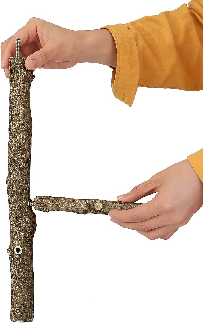 Bird Perch Stand Toy, Natural Wood Parrot Perch Bird Cage Branch Perch - Image 7