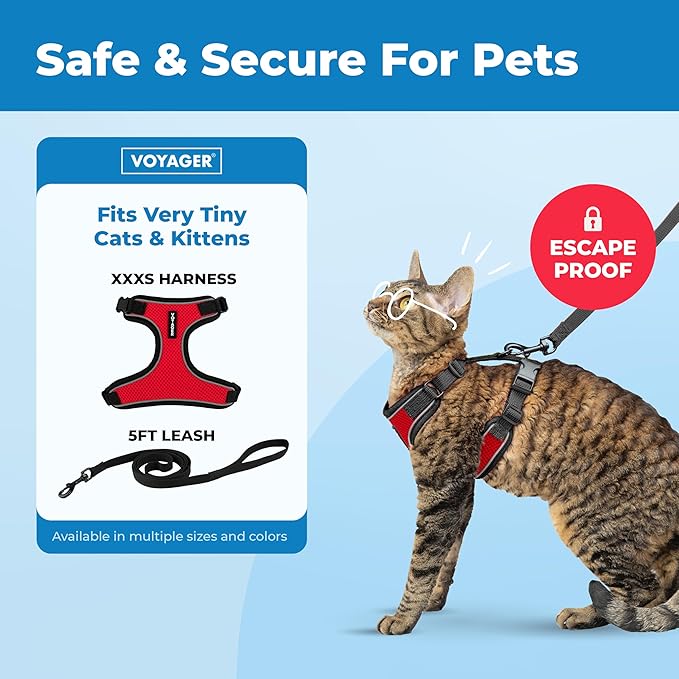 Voyager Escape-Proof Step-in Lock Cat Harness & 5ft Neoprene-Handle Leash Set - Image 2