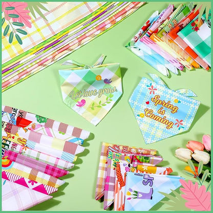 Sweetude 100 Pcs Spring Plaid Dog Bandanas Bulk - Image 3