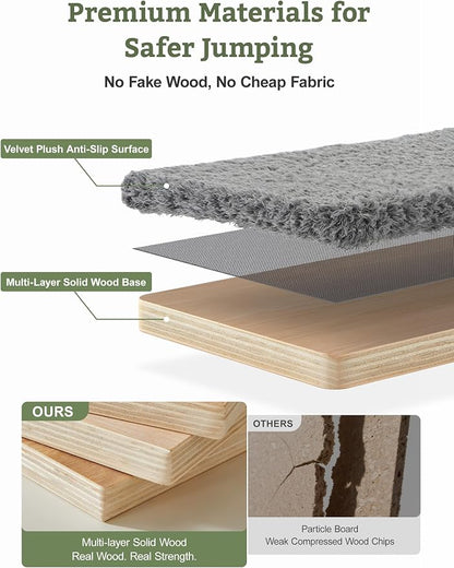 5-in-1 Cat Wall Shelves, Solid Wood & Velvet & Sisal Scratcher, 44lbs Max Load - Image 6
