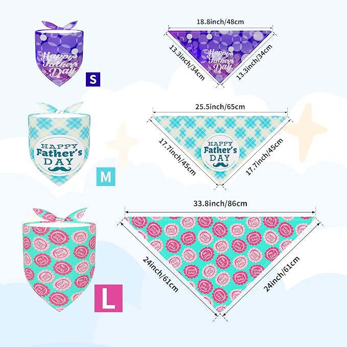 30 Pack Fathers Day Dog Bandanas Bulk - Image 2