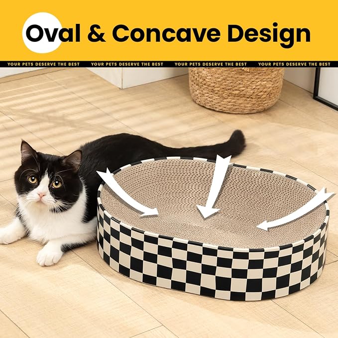 Large Oval Cat Scratcher Bowl, Cardboard Cat Scratching Pad & Lounge Bed - Image 4