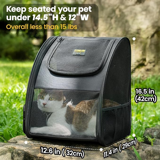 Cat Backpack Carrier for Small Dogs and Cats Fit Up to 15 Lbs, Small Dog - Image 2