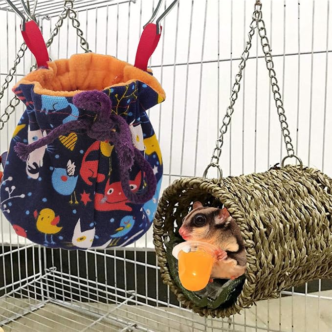 Dnoifne Sugar Glider Hanging Bed House, Sugar Glider Hamster Sleeping Pouch - Image 4