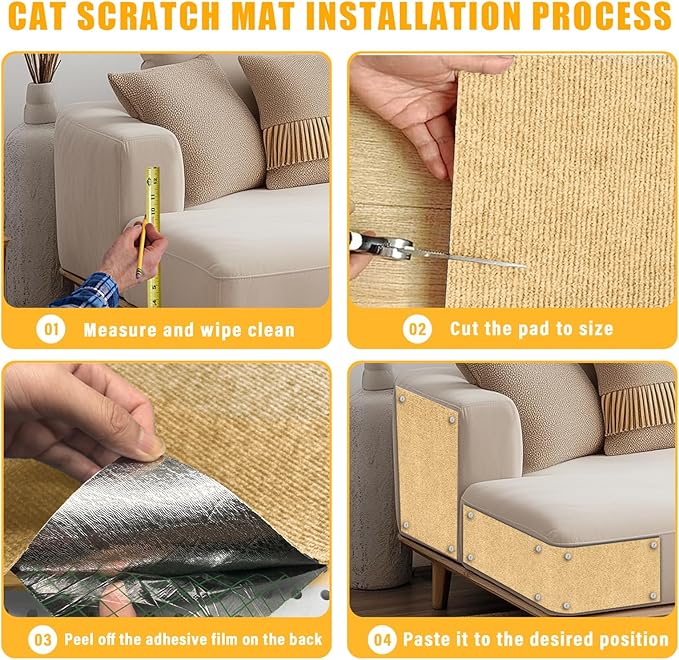 Cat Scratch Mat, 118.5"x17.4" Trimmable Self-Adhesive Cat Scratch Furniture - Image 6