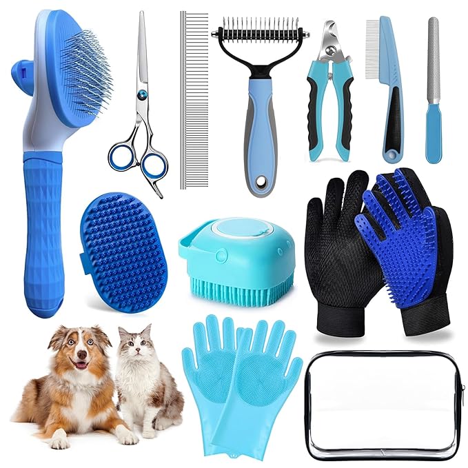 Dog Brush for Shedding 13pcs Bath Grooming Kit by 2TRUL