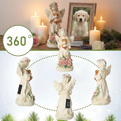 Chunful Solar Angel Dog Memorial Statue 10" Resin Pet Memorial Gift - Image 3