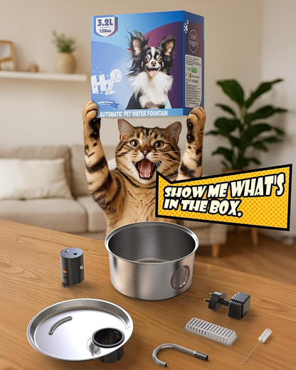 Wireless Cat Water Fountain Stainless Steel, Cordless Automatic Pet Water - Image 8