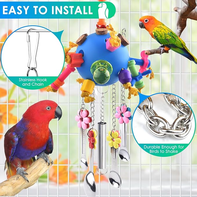KATUMO Bird Toys, Parrot Pull Spoons Colorful Acrylic Stick Toys Bird Chew Toys - Image 5