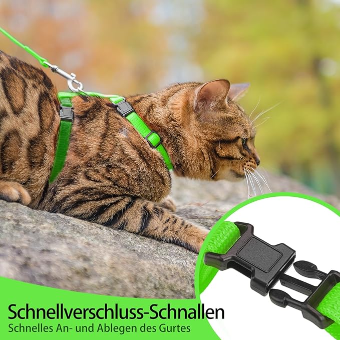 PUPTECK Adjustable Cat Harness and Leash Set Escape Proof Kitten Strap Collar - Image 3