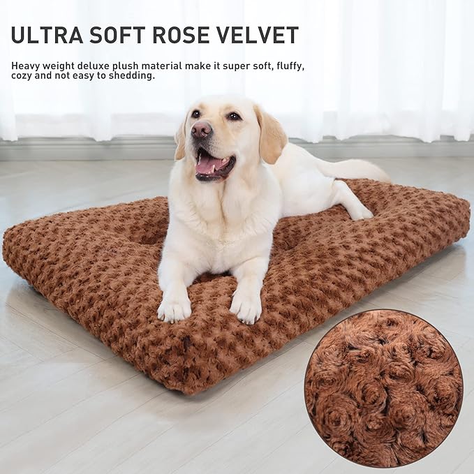 KSIIA Washable Dog Bed Deluxe Plush Dog Crate Beds Comfy Kennel Pad Anti-Slip - Image 2