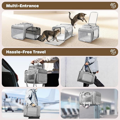 Top and 2 Sides Expandable Cat Carrier 17x11x11, TSA Airline Approved Dog - Image 6