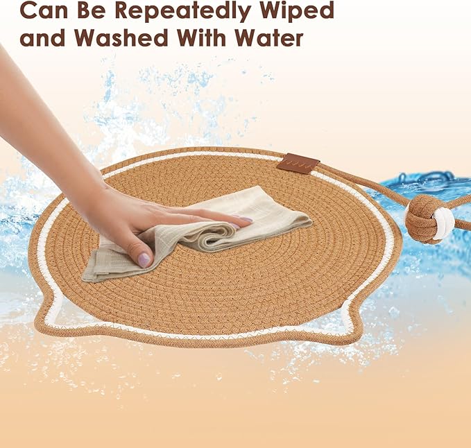 Cat Scratcher Mat, Natural Cotton Rope Cat Scratch Pad, 15.7'' Round Horizontal - Image 5