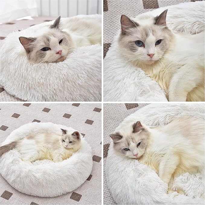 White Faux Fur Cat & Dog Beds 20 inches - Image 5