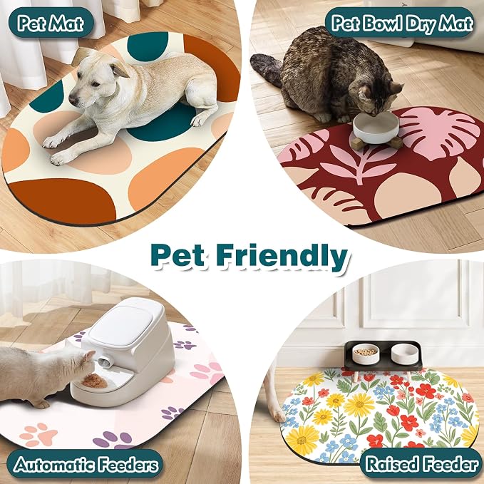 Dog Feeding Mat 24''x16'', Absorbent Pet Food Mat, No Stains Quick Dry Pet - Image 6
