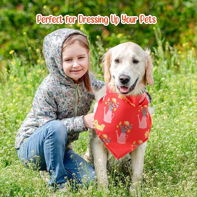 Chunful 50 Pcs Spring Dog Bandanas Floral Dog Bibs Seasonal Pet Costume - Image 7