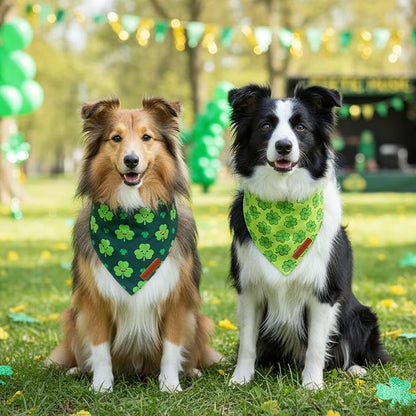ADOGGYGO St Patrick Dog Bandana 2 Pack, Reversible Shamrock Pet Scarf Bib - Image 3