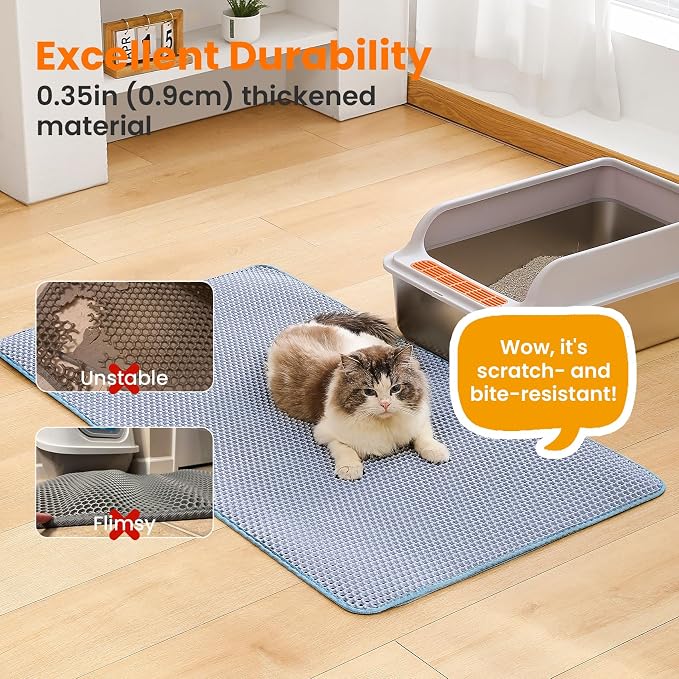 Jumbo Cat Litter Mat, 46x26 Inches Double Layer Honeycomb Litter Trapping Mat - Image 6