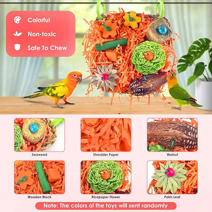 KATUMO Bird Toys, Conure Grass Mat Shredder Toys Parakeet Toys Parrot Foraging - Image 3