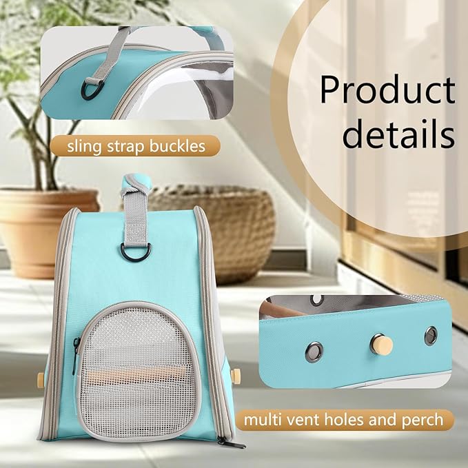 Small Bird Travel Cage Carrier, Portable Parrot Parakeet Carrier - Image 3