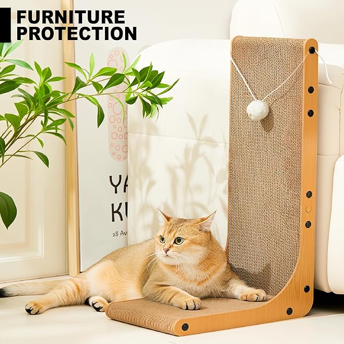 Value 2-Pack 23.6 Inch L-Shaped Cardboard Cat Scratcher, Dual Use Scratch Pad - Image 4
