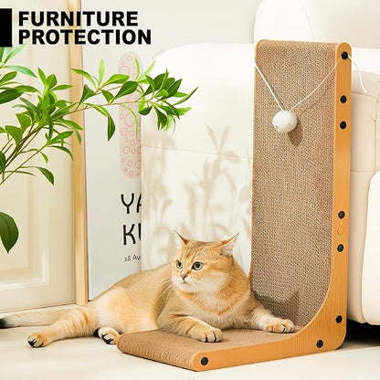 Value 2-Pack 23.6 Inch L-Shaped Cardboard Cat Scratcher, Dual Use Scratch Pad - Image 4