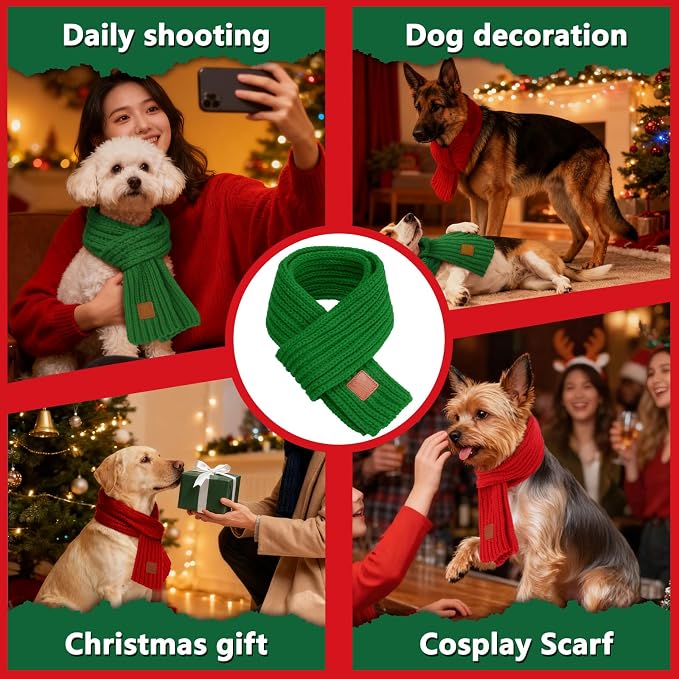 BWOGUE 2-Piece Winter Dog Knitted Scarf & Dog Neck Warm Bandanas - Image 5