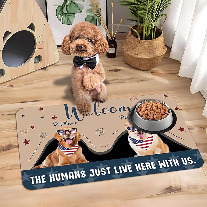 Personalized Dog Cat Mat with Name Photo Custom Placemat Feeding Mats - Image 5