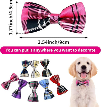 PET SHOW 8pcs Plaid Small Dogs Collar Bow Ties Puppies Cats Collar Charms - Image 2