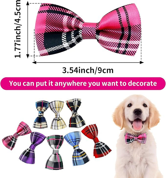 PET SHOW 8pcs Plaid Small Dogs Collar Bow Ties Puppies Cats Collar Charms - Image 2