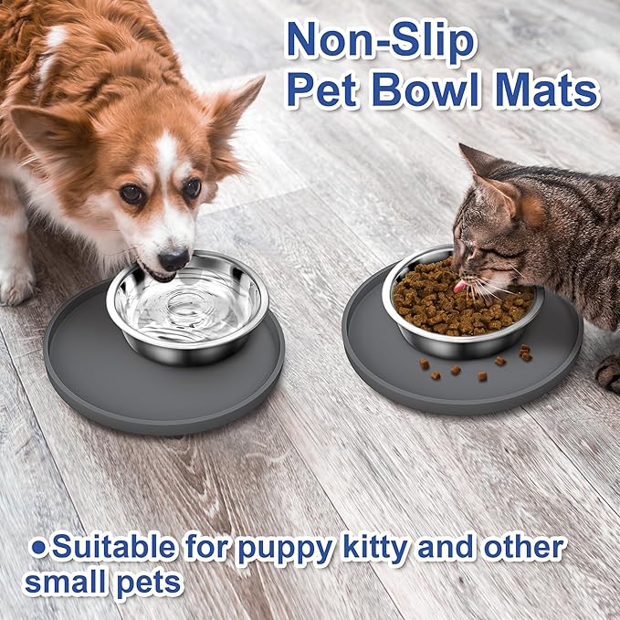 Arespark Cat Food Mat, Round Eating Plates Tray - Image 2