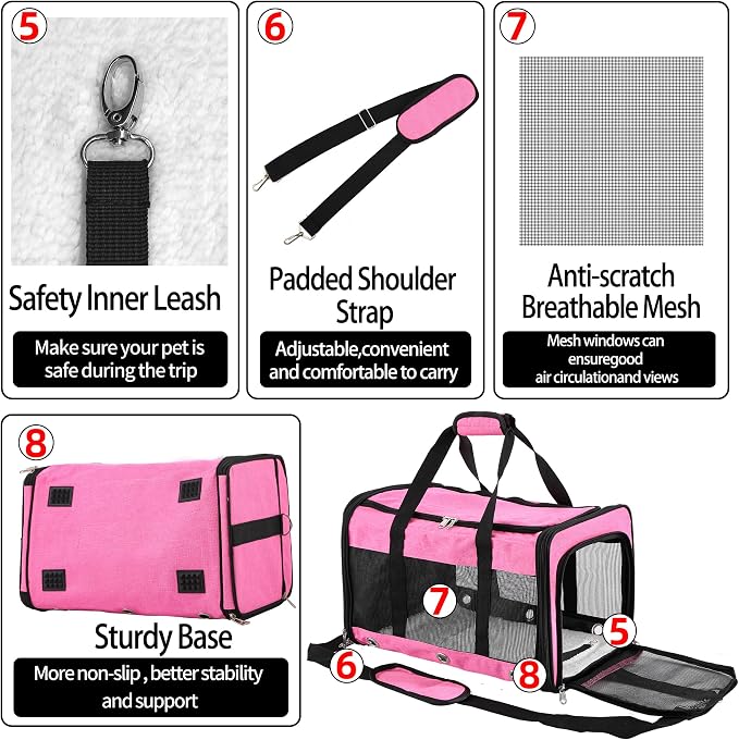 Soft Sided Cat/Dog Carrier, Collapsible Pets Travel Carriers - Image 5