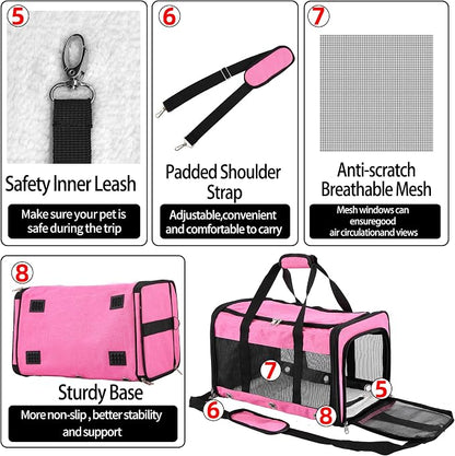Soft Sided Cat/Dog Carrier, Collapsible Pets Travel Carriers - Image 5