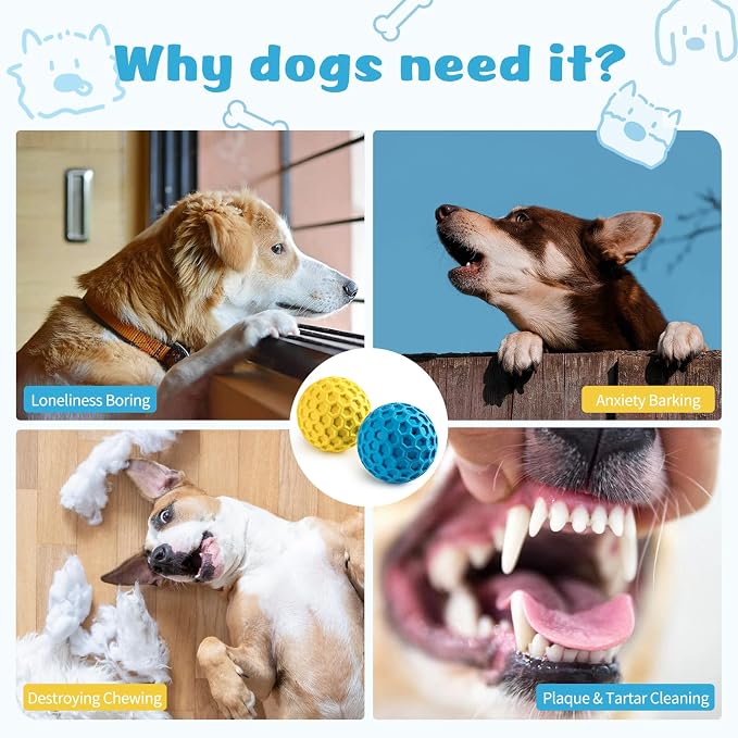 HIPPIH Indestructible Squeaky Dog Toys, Interactive Dog Balls 2 Pack, Dog Chew - Image 4
