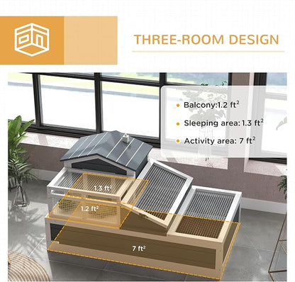 PawHut 3- Room Tortoise House Habitat - Image 3