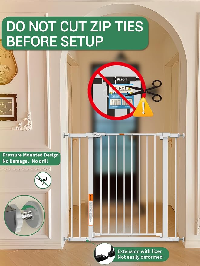 29.5-40.5" Baby Gate for Stairs, Dog Gate for Doorways, Walk Thru Auto Close - Image 9